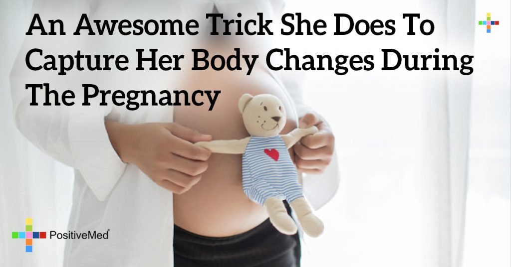 An Awesome Trick She Does To Capture Her Body Changes During The Pregnancy