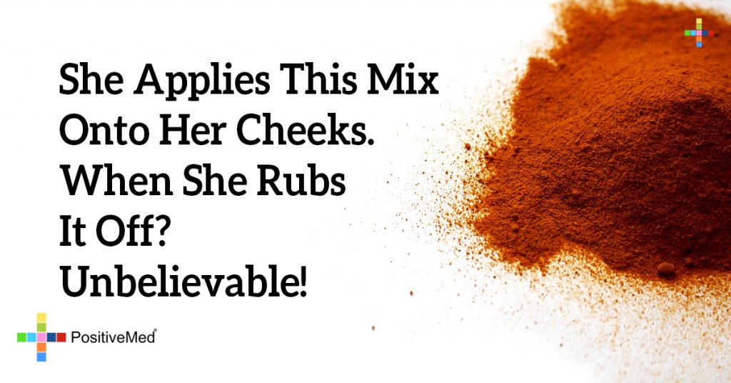 She Applies This Mix Onto Her Cheeks. When She Rubs It Off? Unbelievable!