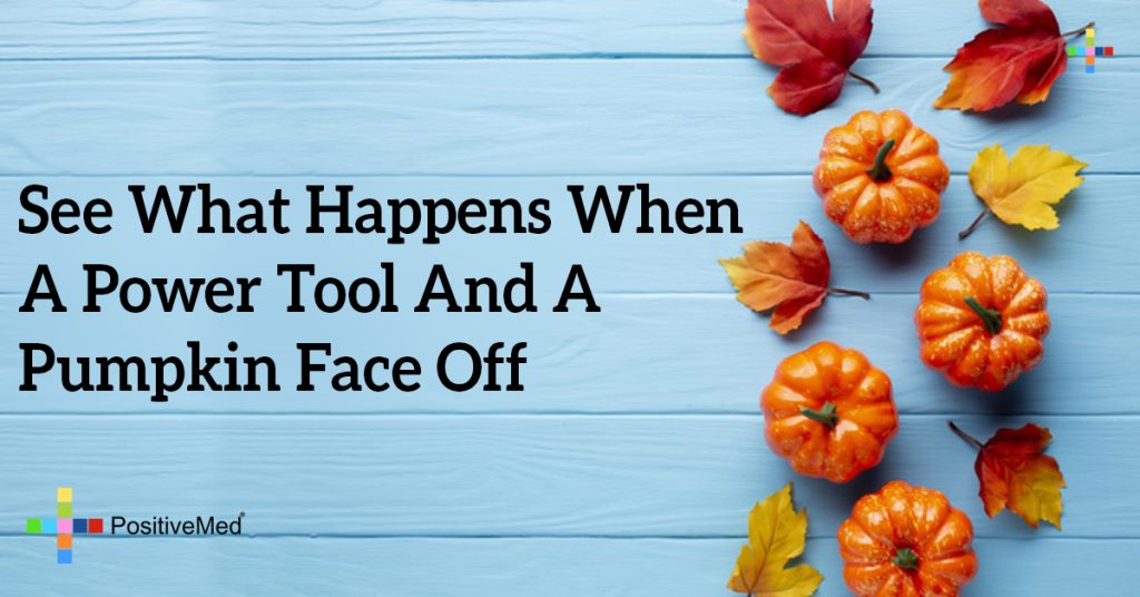 See What Happens When A Power Tool And A Pumpkin Face Off